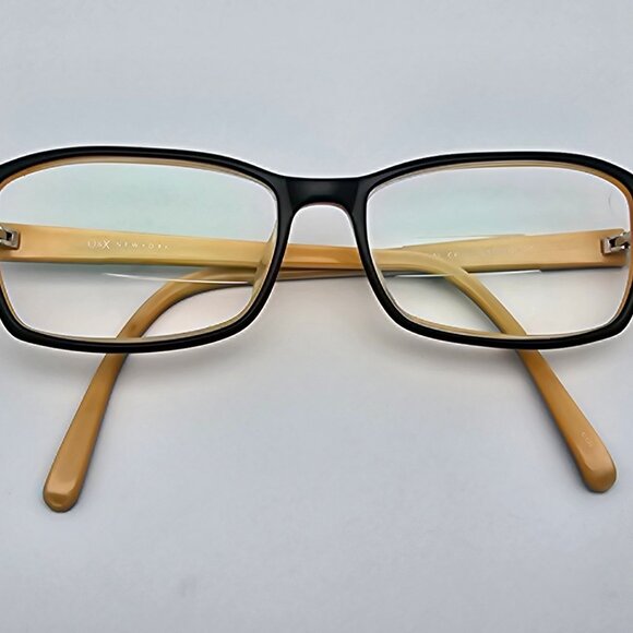 O&X New York OP-17 Gloss Black on Cream Eyeglasses Frame Japan 54-16-142 - Picture 10 of 12
